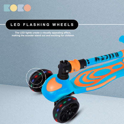 Refurbished Koko Rusty Kick Scooter with Adjustable Height and Portable, Kids Scooter with PVC Wheels for Age 3+ (Max User Weight: 40kg)(Blue)