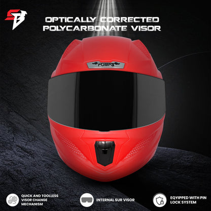 Steelbird SBH-25 Rudra ISI Certified Full Face Helmet for Men and Women (Glossy Sports Red with Smoke Visor)