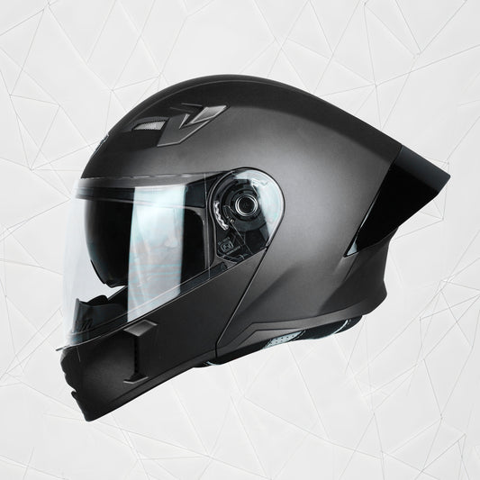 Steelbird SBA-20 7Wings ISI Certified Flip-Up Helmet with Black Spoiler for Men and Women with Inner Smoke Sun Shield (Glossy H. Grey)