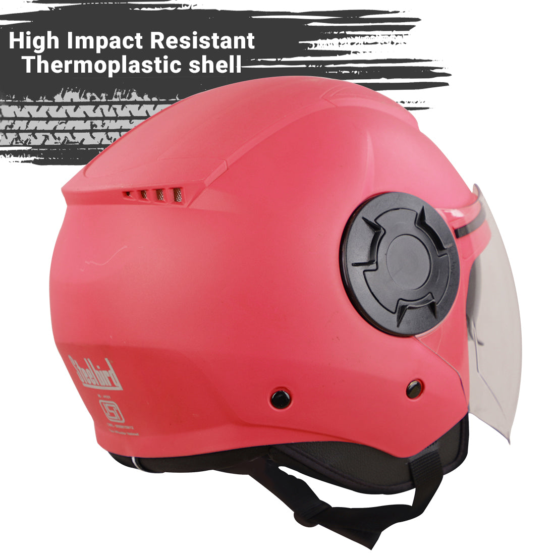 Steelbird GT Dashing ISI Certified Open Face Helmet for Men and Women with Inner Sun Shield ( Dual Visor Mechanism ) (Dashing Red)