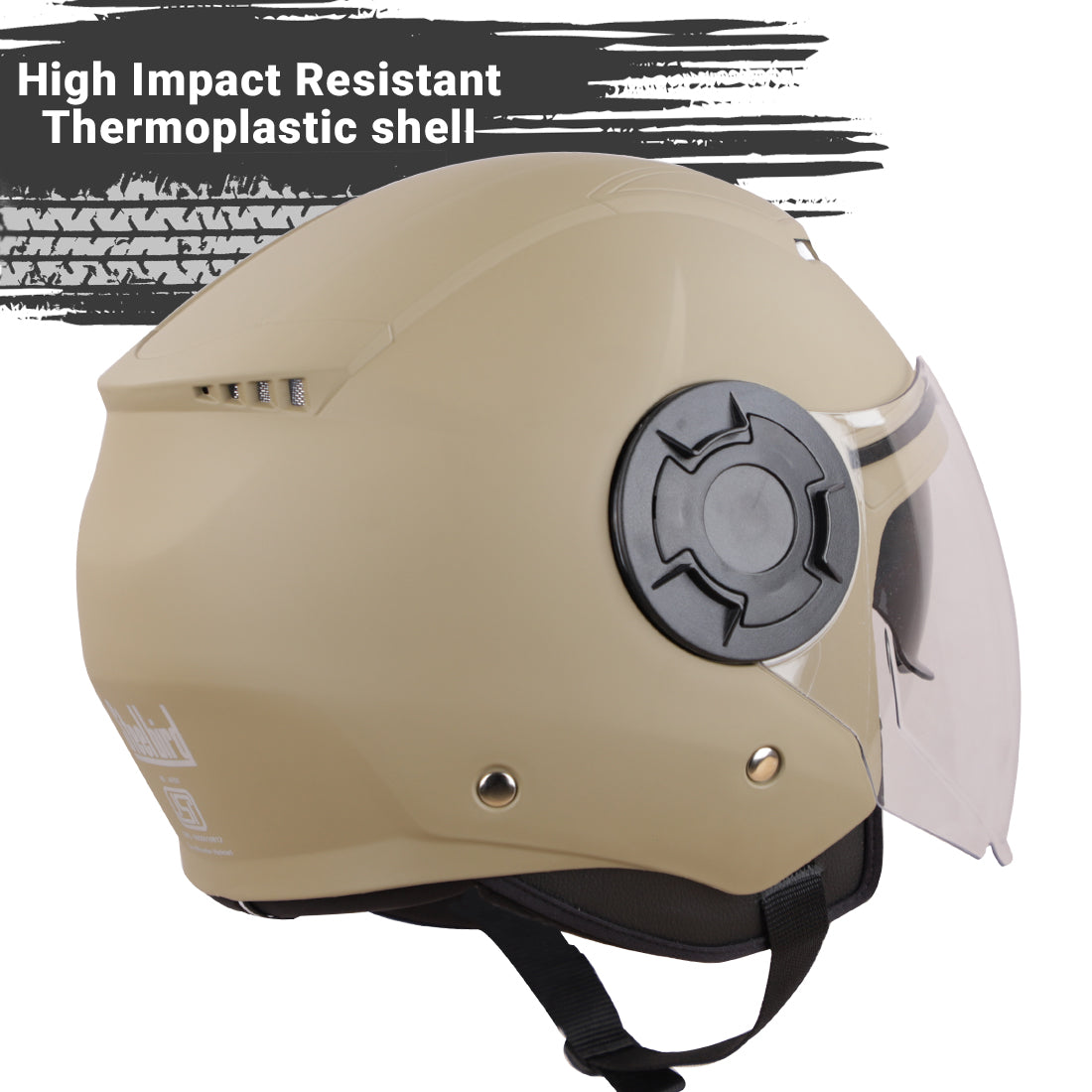 Steelbird SBH-31 GT Dashing ISI Certified Open Face Helmet for Men and Women with Inner Sun Shield ( Dual Visor Mechanism ) (Dashing Desert Storm)