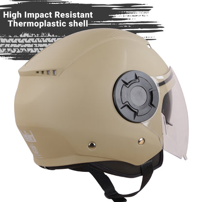 Steelbird SBH-31 GT Dashing ISI Certified Open Face Helmet for Men and Women with Inner Sun Shield ( Dual Visor Mechanism ) (Dashing Desert Storm)