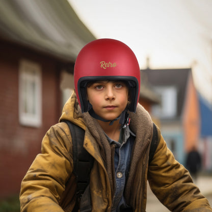 Steelbird SBH-55 Retro ISI Certified Open Face Helmet for Men and Women (Matt Maroon)