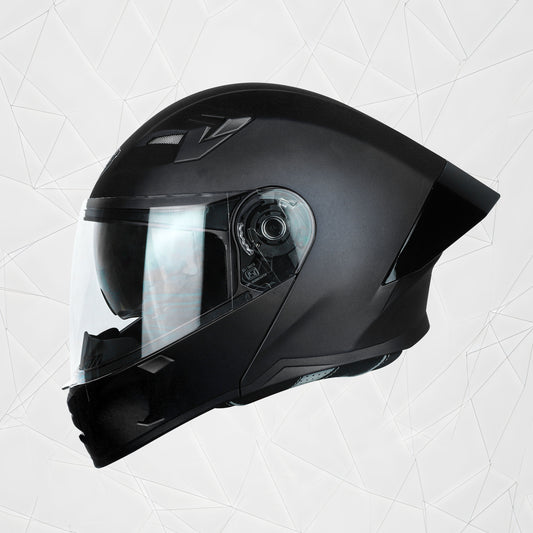 Steelbird SBA-20 7Wings ISI Certified Flip-Up Helmet with Black Spoiler for Men and Women with Inner Smoke Sun Shield (Glossy Black)