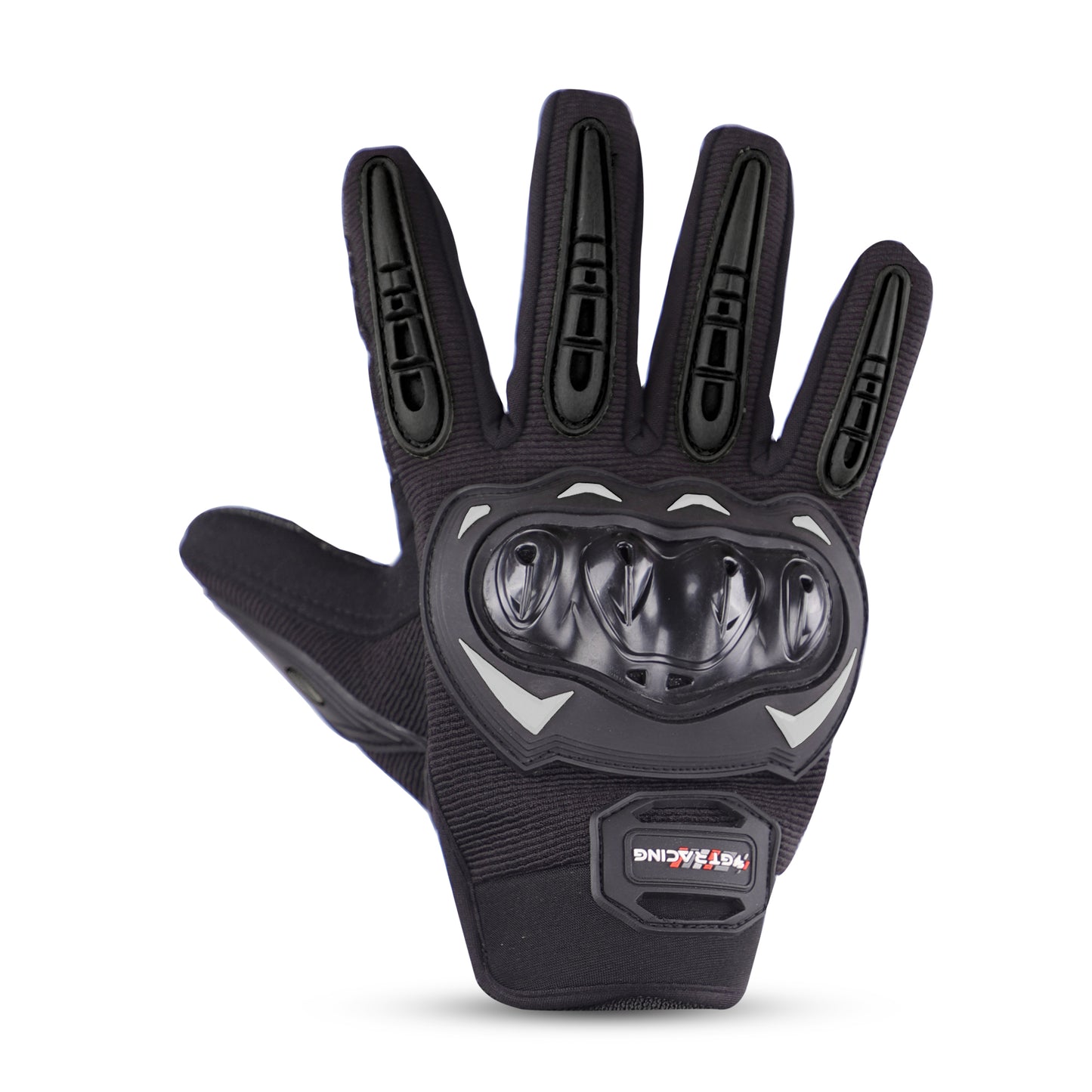 Refurbished Steelbird GT-17 Full Finger Bike Riding Gloves with Touch Screen Sensitivity at Thumb and Index Finger, Protective Off-Road Motorbike Racing (Black)