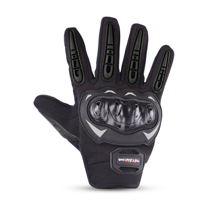 Refurbished Steelbird GT-17 Full Finger Bike Riding Gloves with Touch Screen Sensitivity at Thumb and Index Finger, Protective Off-Road Motorbike Racing (Black)