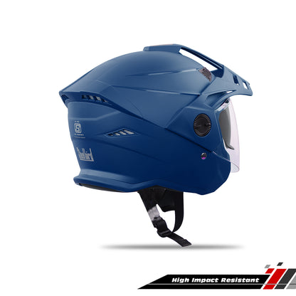 Steelbird SBH-23 GT Plus Open Face ISI Certified Helmet with Inner Sun Shield (Dashing Blue)