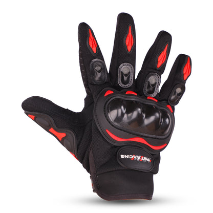 Refurbished Steelbird GT-01 Full Finger Bike Riding Gloves with Touch Screen Sensitivity at Thumb and Index Finger, Protective Off-Road Motorbike Racing (Red)