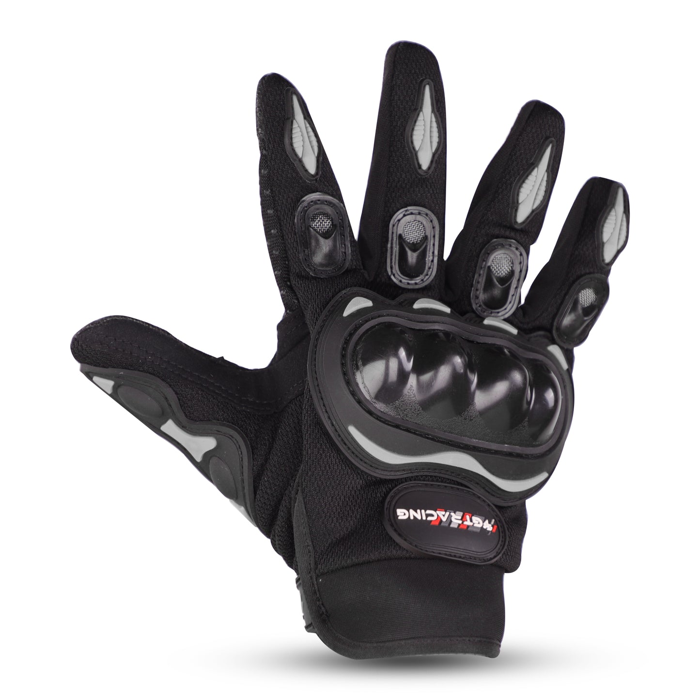 Refurbished Steelbird GT-01 Full Finger Bike Riding Gloves with Touch Screen Sensitivity at Thumb and Index Finger, Protective Off-Road Motorbike Racing (Black)
