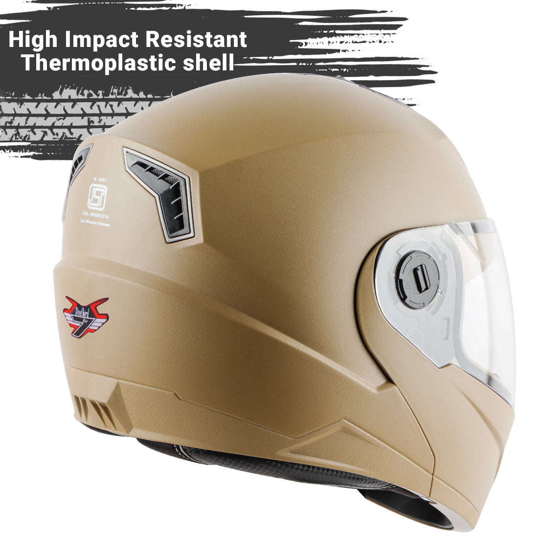Steelbird SBA-7 7Wings ISI Certified Flip-Up Helmet for Men and Women with Inner Smoke Sun Shield ( Dashing Desert Storm)