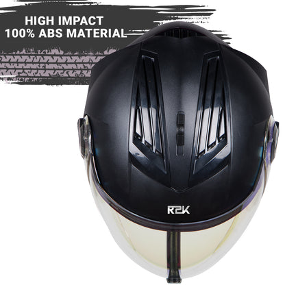 Steelbird SBA-3 R2K Classic ISI Certified Open Face Helmet for Men and Women (Black with Clear Visor)