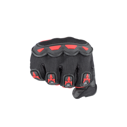 Refurbished Steelbird Full Finger Bike Riding Gloves with Touch Screen Sensitivity at Thumb and Index Finger, Protective Off-Road Motorbike Racing (Black Red)