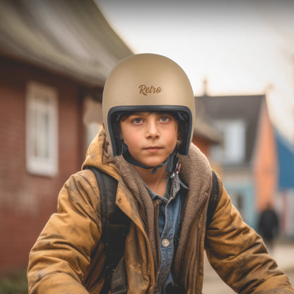 Steelbird SBH-55 Retro ISI Certified Open Face Helmet for Men and Women (Matt Desert storm)