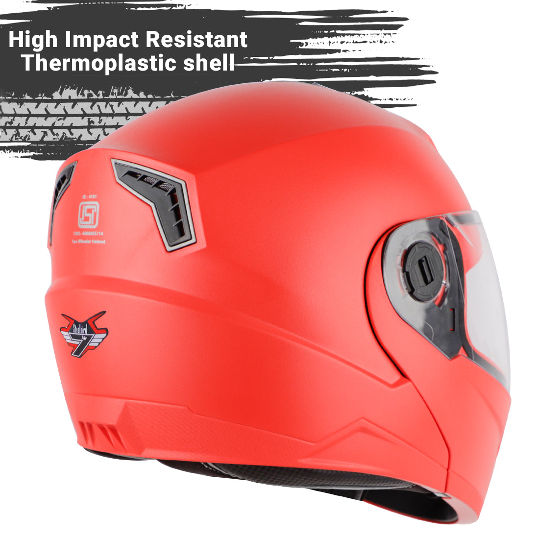 Steelbird SBA-7 7Wings ISI Certified Flip-Up Helmet for Men and Women ( Dashing Red with Clear Visor)