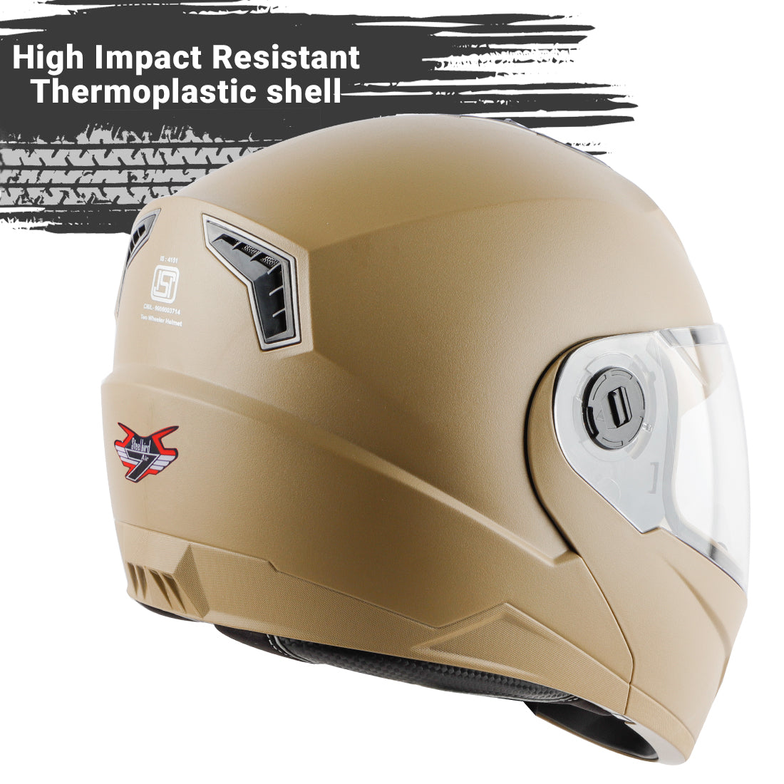 Steelbird SBA-7 7Wings ISI Certified Flip-Up Helmet for Men and Women ( Dashing Desert Storm with Clear Visor)