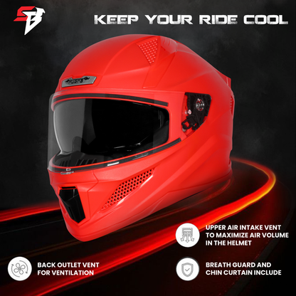 Steelbird SBH-25 Rudra ISI Certified Full Face Helmet for Men and Women with Inner Smoke Sun Shield (Glossy Sports Red)