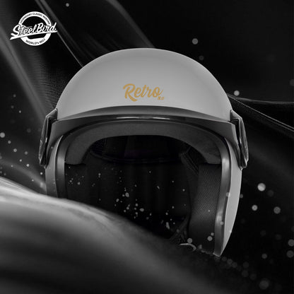 Steelbird SBH 65 Retro 3.0 DOT and ISI Certified Open Face Helmet for Men and Women (Glossy Silver)
