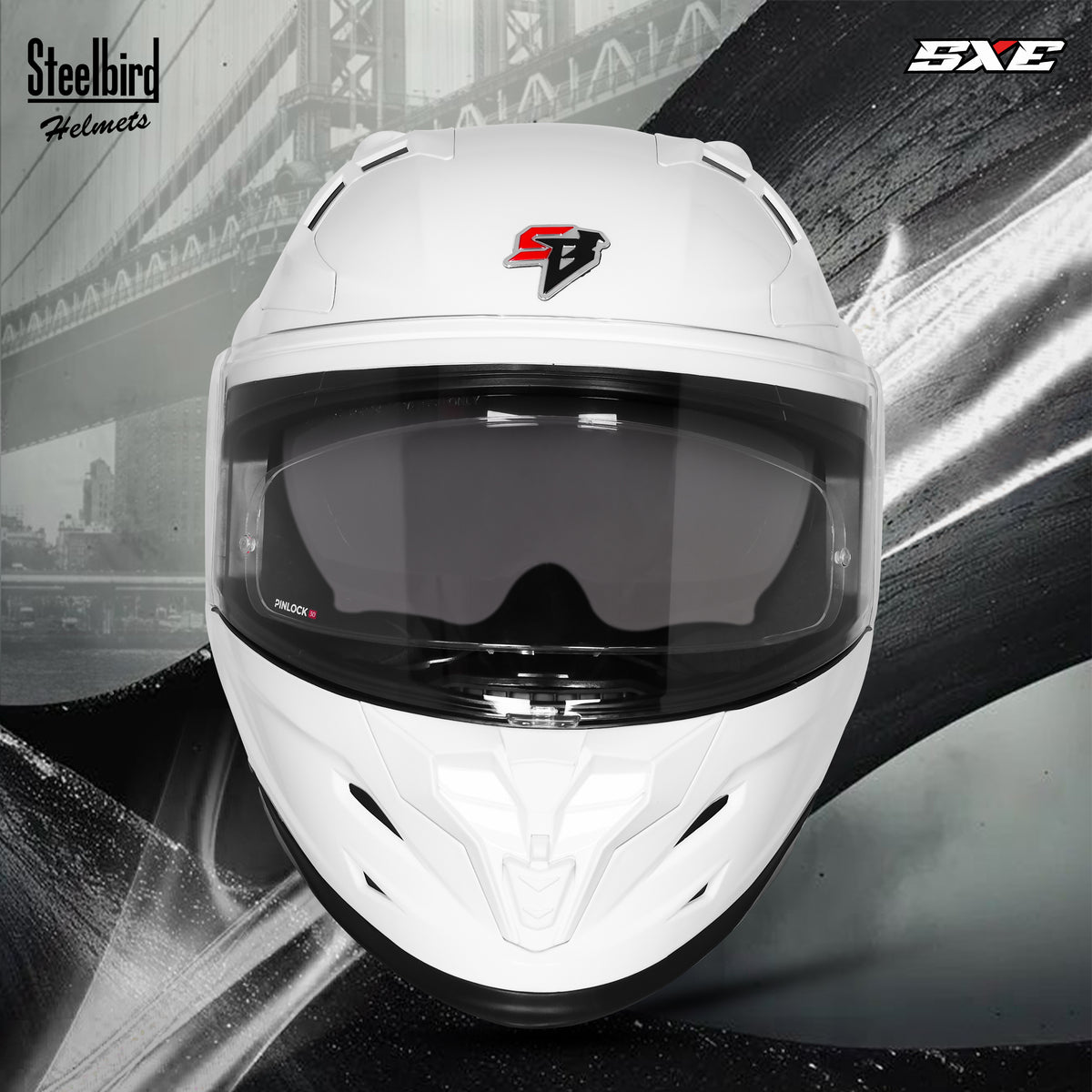 Steelbird SBH 61 Sxe Pinlock ISI and Dot Certified Full Face Motorbike Helmet (Glossy White with Anti fog Shield)