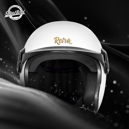 Steelbird SBH 65 Retro 3.0 DOT and ISI Certified Open Face Helmet for Men and Women (Glossy White)
