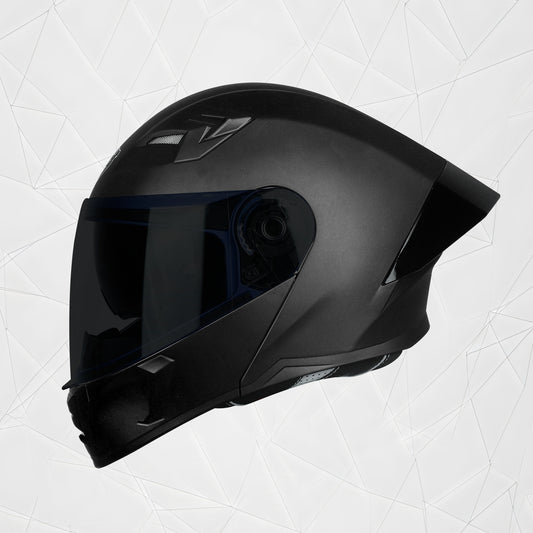 Steelbird SBA-20 7Wings ISI Certified Flip-Up Helmet with Black Spoiler for Men and Women with Inner Smoke Sun Shield (Glossy Black with Smoke Visor)