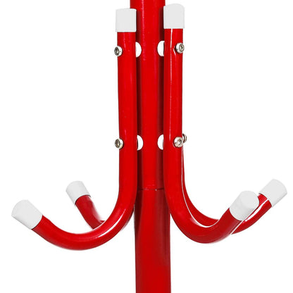 Steelbird Coat Hanger/Clothes Hanger Stand/ 6 Hook Hanging Pole Rack Clothes Hanger Coat Stand (Red)