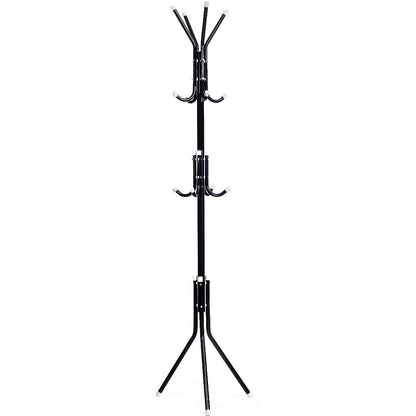 Steelbird Coat Hanger/Clothes Hanger Stand/ 6 Hook Hanging Pole Rack Clothes Hanger Coat Stand (Black)