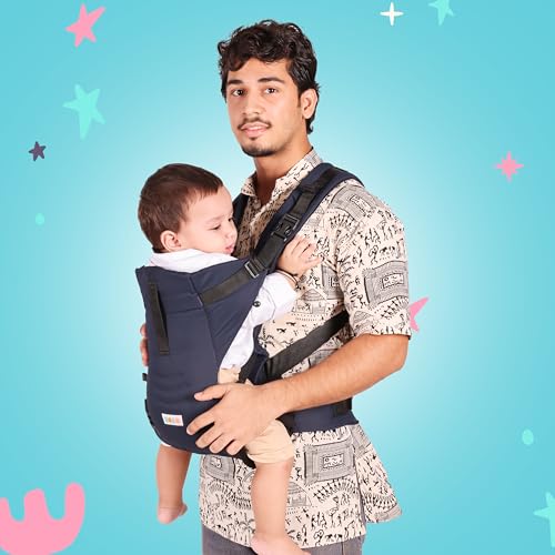 Koko 2-in-1 Easy-to-Wear Adjustable Baby Carrier Cum Kangaroo Bag-Lightweight and Breathable-Back-Front Carrier for Baby with Safety Belt-Max Weight Up to 15 Kg (Navy Blue)