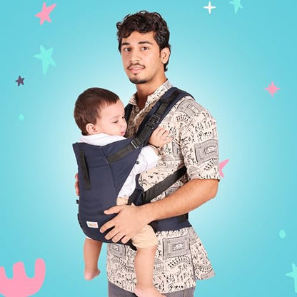 Koko 2-in-1 Easy-to-Wear Adjustable Baby Carrier Cum Kangaroo Bag-Lightweight and Breathable-Back-Front Carrier for Baby with Safety Belt-Max Weight Up to 15 Kg (Navy Blue)