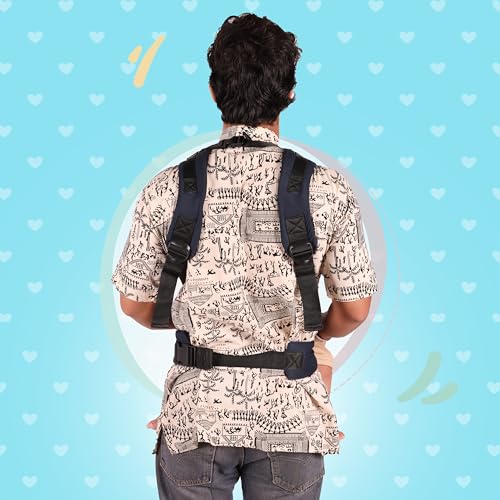 Koko 2-in-1 Easy-to-Wear Adjustable Baby Carrier Cum Kangaroo Bag-Lightweight and Breathable-Back-Front Carrier for Baby with Safety Belt-Max Weight Up to 15 Kg (Navy Blue)