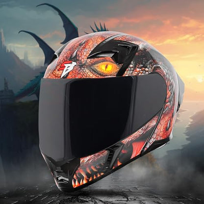 Steelbird SBA-20 Dragon ISI Certified Flip-Up Helmet for Men and Women (Glossy Black Brown)