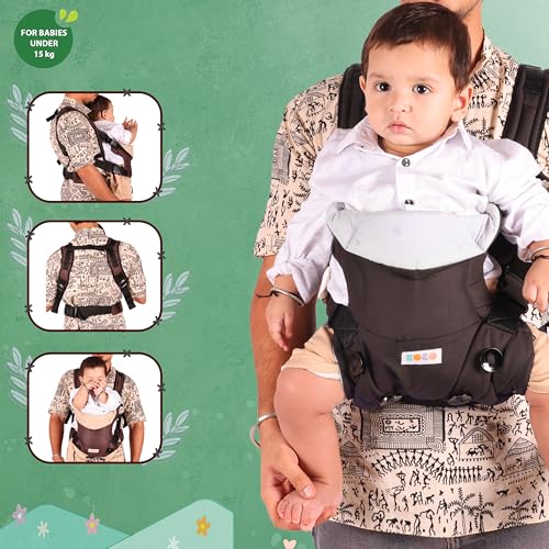 Koko Elegant Adjustable Baby Carrier Cum Kangaroo Bag-Lightweight and Breathable-Back-Front Carrier for Baby with Safety Belt-Max Weight Up to 15 Kg (Brown)