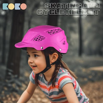 Koko Dragon Kids Skating & Cycling Helmet | Protective Gear for Boys & Girls (Pink)