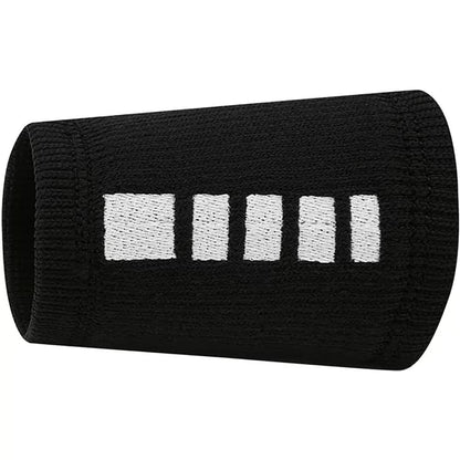 Nike Elite DOUBLEWIDE Cotton Sweat Absorbent Wristband  2 PK (Black/White)