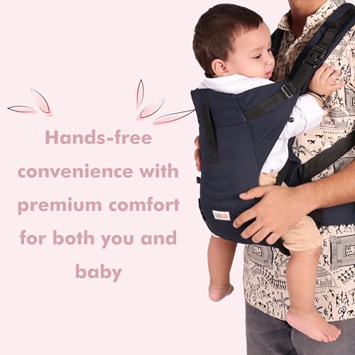 Koko 2-in-1 Easy-to-Wear Adjustable Baby Carrier Cum Kangaroo Bag-Lightweight and Breathable-Back-Front Carrier for Baby with Safety Belt-Max Weight Up to 15 Kg (Navy Blue)