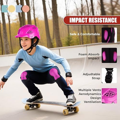 Koko Dragon Kids Skating & Cycling Helmet | Protective Gear for Boys & Girls (Pink)