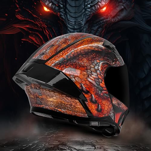 Steelbird SBA-20 Dragon ISI Certified Flip-Up Helmet for Men and Women (Glossy Black Brown)