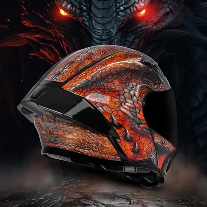 Steelbird SBA-20 Dragon ISI Certified Flip-Up Helmet for Men and Women (Glossy Black Brown)