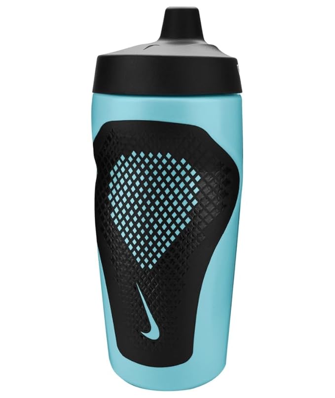 Nike Refuel Bottle Grip 18oz Leak-Proof Sports Water Bottle with Ergonomic Design (Baltic Blue/White)