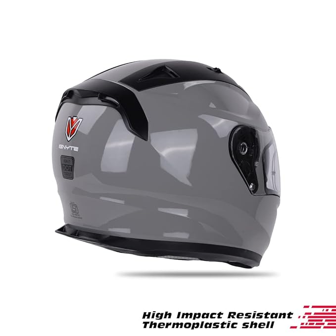 IGNYTE IGN-7 ISI Certified Full Face Helmet Motorbike Helmet with Outer Anti-Fog Clear Visor and Inner Smoke Sun Shield (Glossy Titanium Grey)