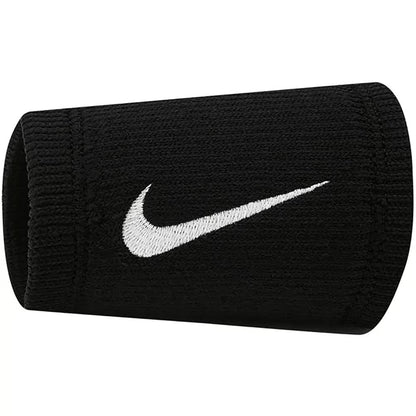 Nike Elite DOUBLEWIDE Cotton Sweat Absorbent Wristband  2 PK (Black/White)