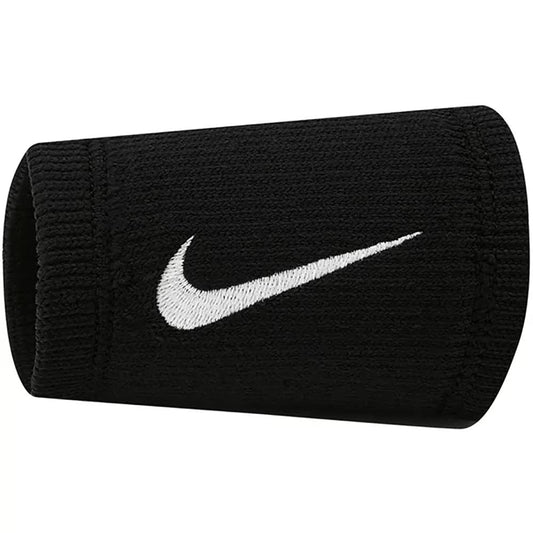 Nike Elite DOUBLEWIDE Cotton Sweat Absorbent Wristband  2 PK (Black/White)