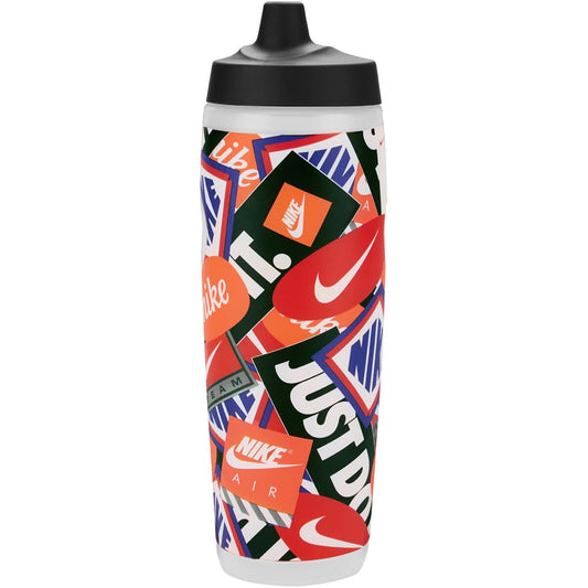 Nike REFUEL Bottle 24 OZ Graphic SQUEEZABLE Sipper Bottle 710 ml (Graphic Clear/Black/LT Crimson/Safety Orange/White)