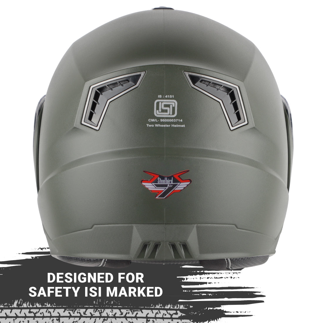 Steelbird SBA-7 7Wings ISI Certified Flip-Up Helmet for Men and Women ( Dashing Battle Green with Clear Visor)