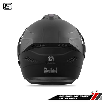 Steelbird SBH-23 GT Plus Open Face ISI Certified Helmet with Inner Sun Shield (Dashing Black)