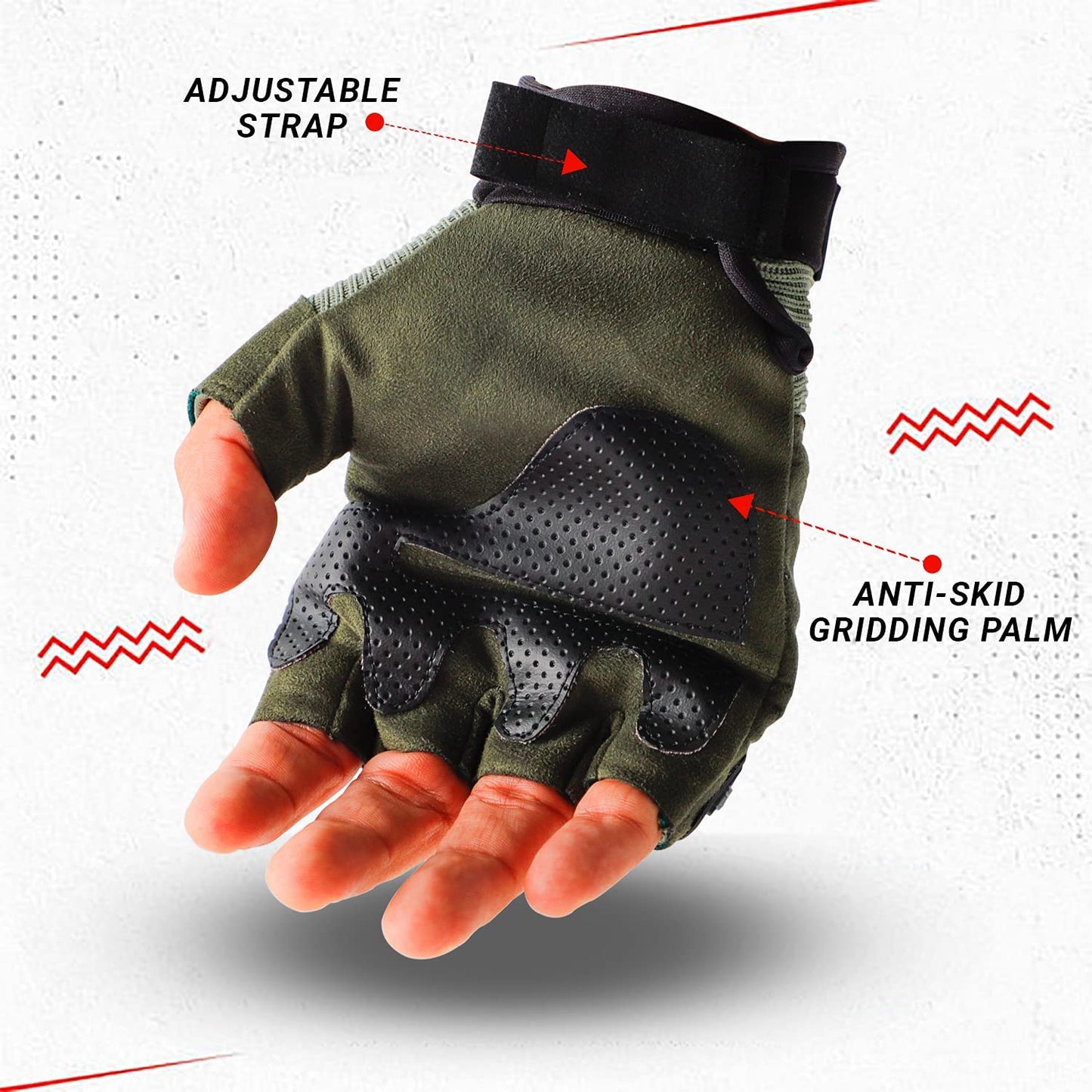 Refurbished Steelbird Polyester Protective Off-Road Motorbike Racing , Cycling Half Finger Bike Riding Gloves (Green)