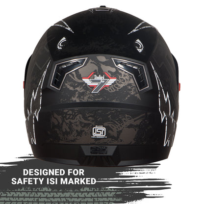 Steelbird SBA-1 R2K Live ISI Certified Full Face Graphic Helmet for Men and Women (Matt Black Grey with Clear  Visor)