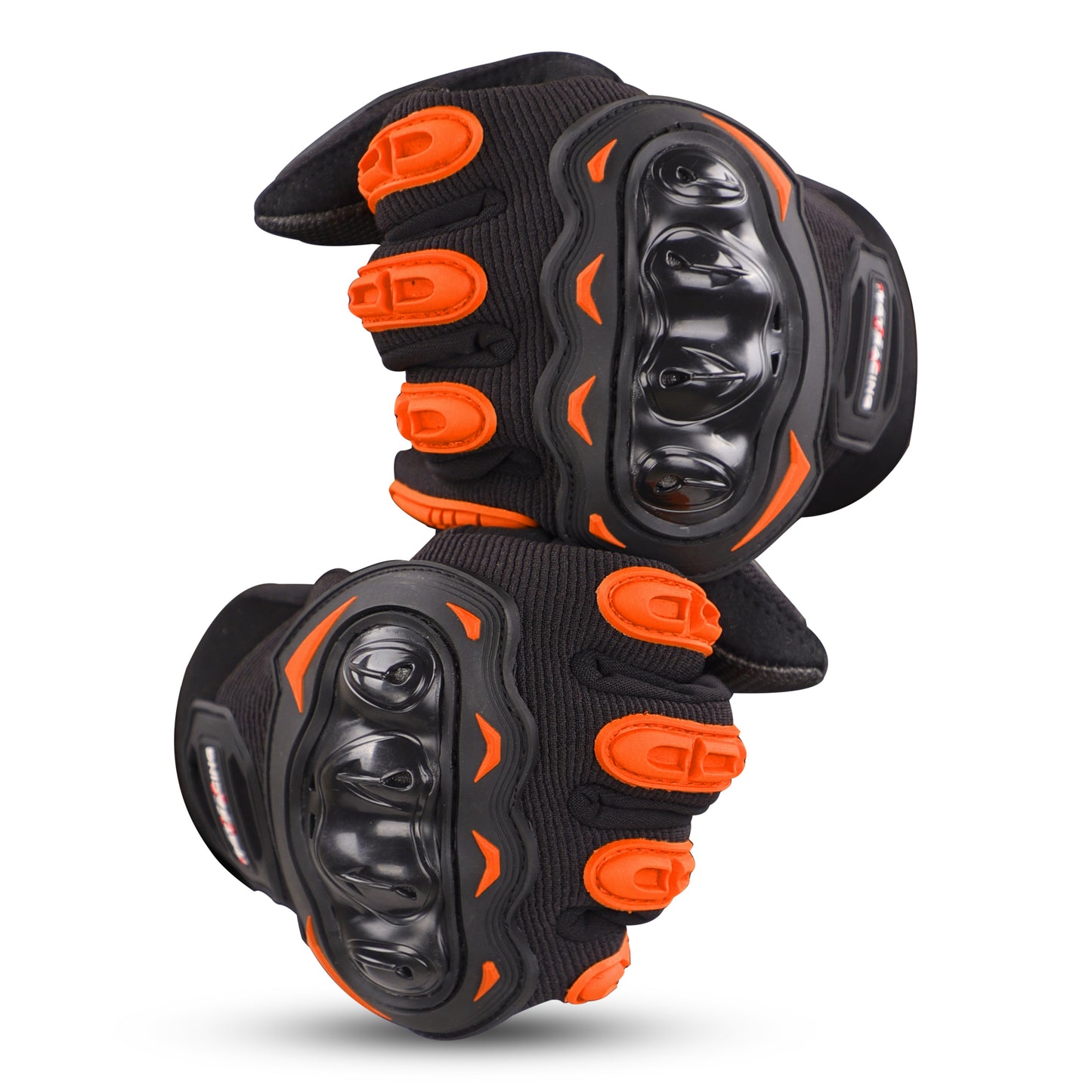 Refurbished Steelbird GT-17 Full Finger Bike Riding Gloves with Touch Screen Sensitivity at Thumb and Index Finger, Protective Off-Road Motorbike Racing (Orange)