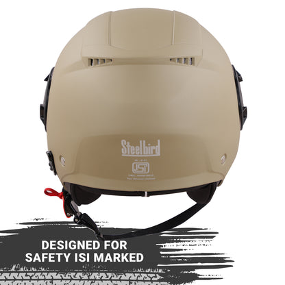 Steelbird GT Dashing ISI Certified Open Face Helmet for Men and Women with Inner Sun Shield ( Dual Visor Mechanism ) (Dashing Desert Storm)