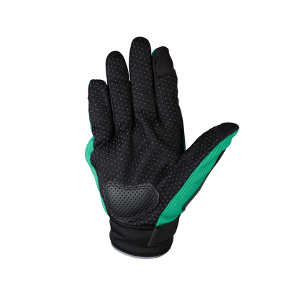 Refurbished Steelbird Full Finger Bike Riding Gloves with Touch Screen Sensitivity at Thumb and Index Finger, Protective Off-Road Motorbike Racing (Green Grey)