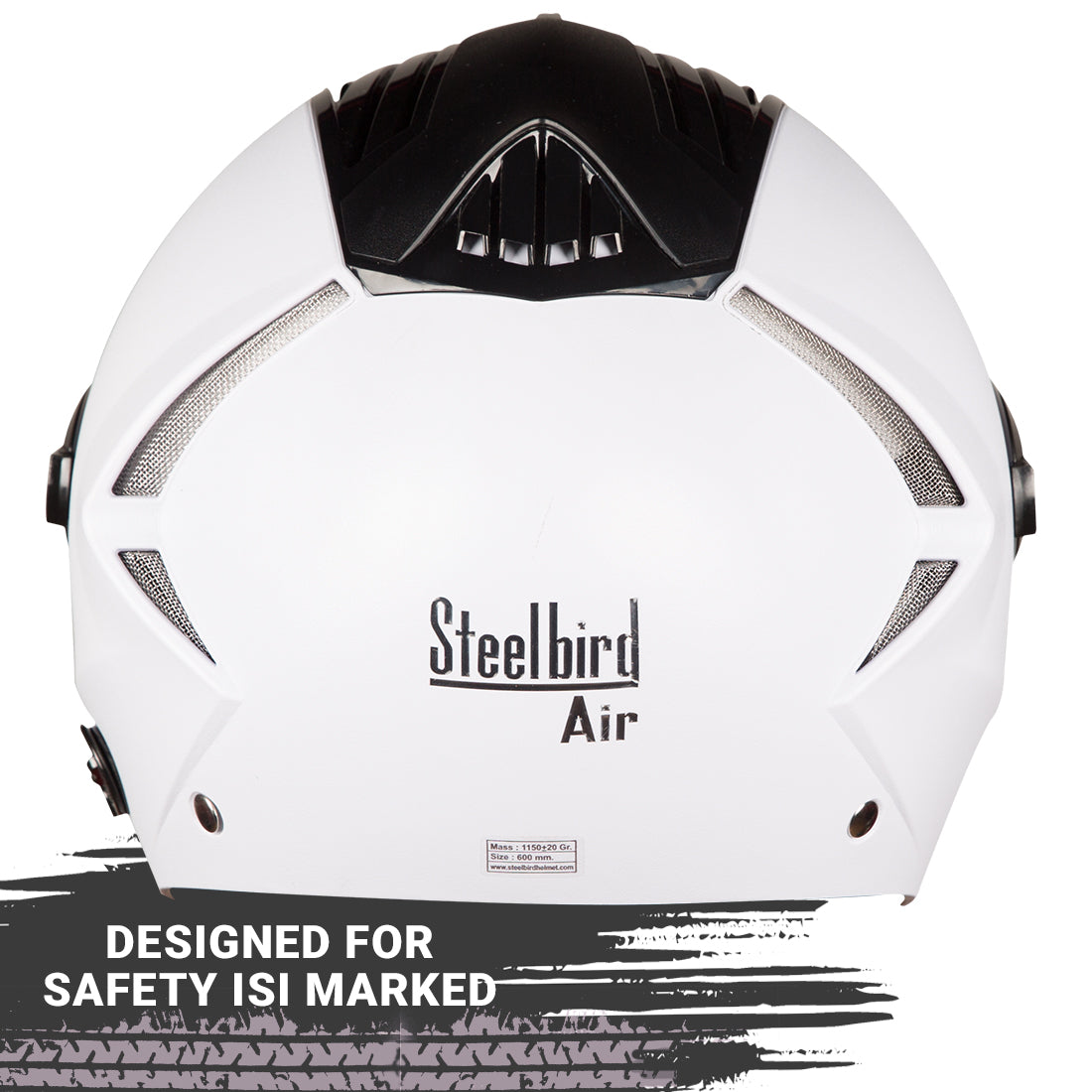 Steelbird SBA-3 R2K Classic ISI Certified Open Face Helmet for Men and Women (White with Clear Visor)